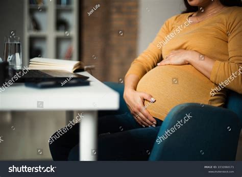 Young Pregnant Woman Having Painful Contraction Stock Photo 2232060171