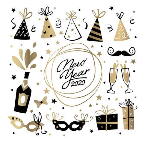 New Years Party Vector Art Png New Year Party Element Set Happy December Festive Png Image