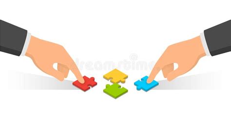 Two Hand Connecting Puzzle Elements Partnership Concept Stock Vector