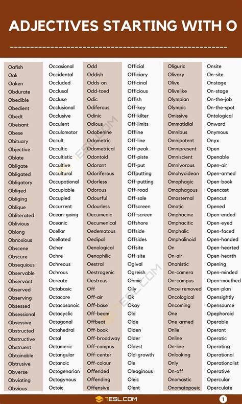 Adjectives That Start With O List Of 1000 Adjectives Starting With O