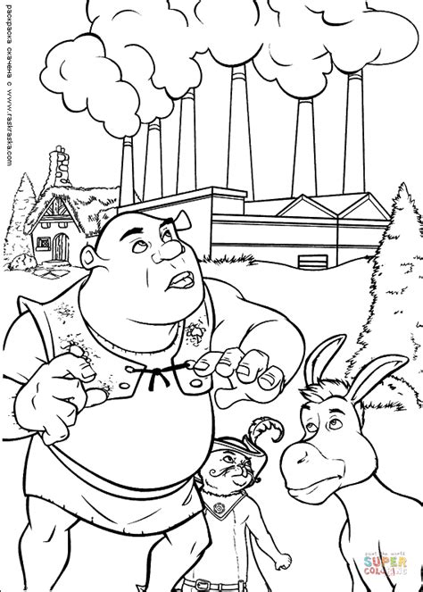 Shrek Puss In Boots And Donkey Coloring Page Free Printable Coloring