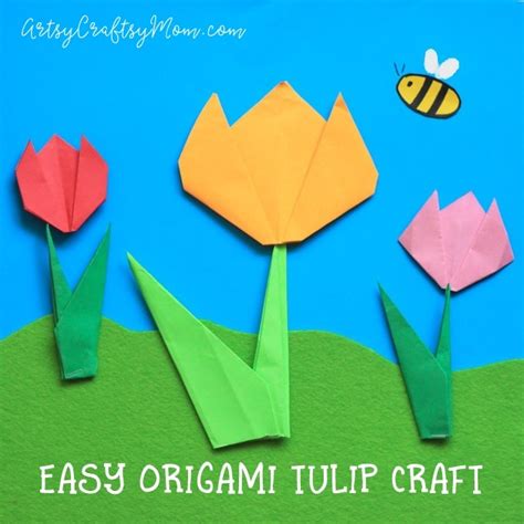 Easy Origami Tulip Craft For Kids Artsy Craftsy Mom