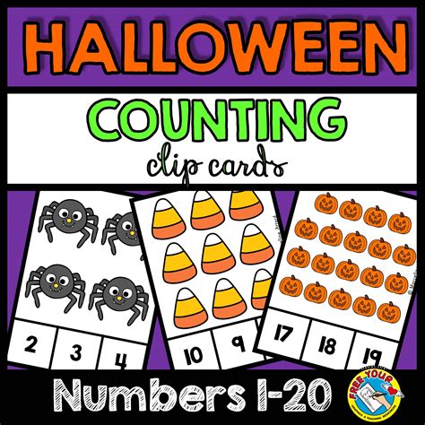 Halloween Count Sets To 20 Task Cards October Activity Kindergarten