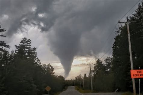 A tornado is a violently rotating column of air extending from the base of a thunderstorm down to the ground. Look at This Confirmed Tornado Seen Spinning in Maine