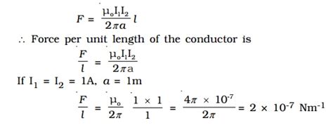 Force Between Two Long Parallel Current Carrying Conductors