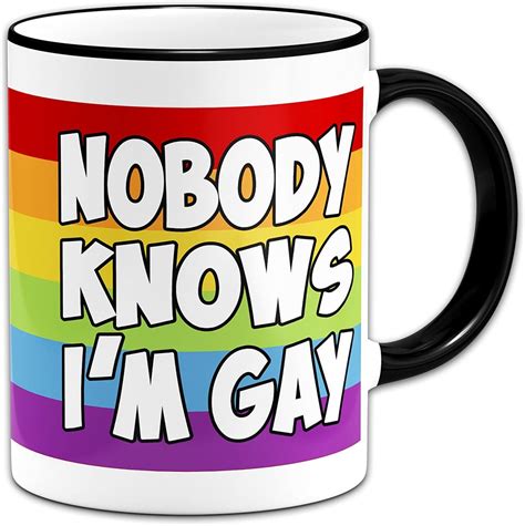 Nobody Knows Im Gay Novelty T Mug Black Handlerim Etsy