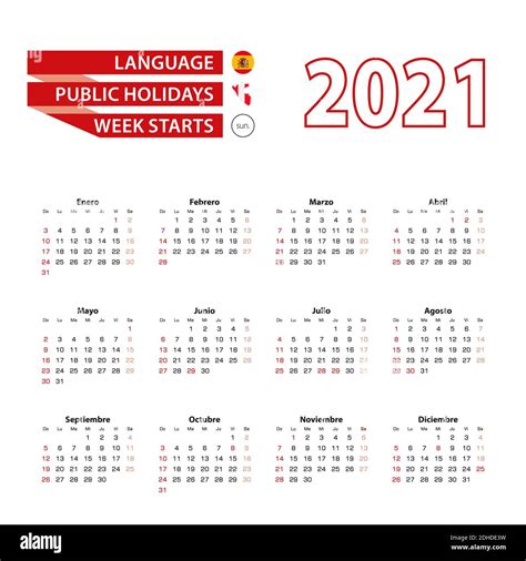 Calendario 2021 En Lengua Española Con Fiestas Públicas El País Del