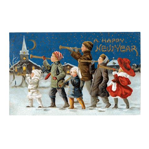 Happy New Year Postcard Book 30 Unique Vintage Postcards Laughing