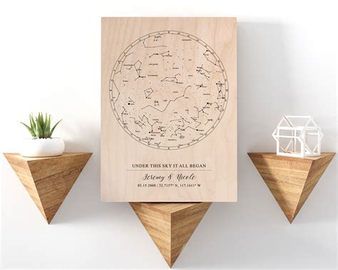 Custom Star Map Constellation Print On Wood Personalized Etsy Wood