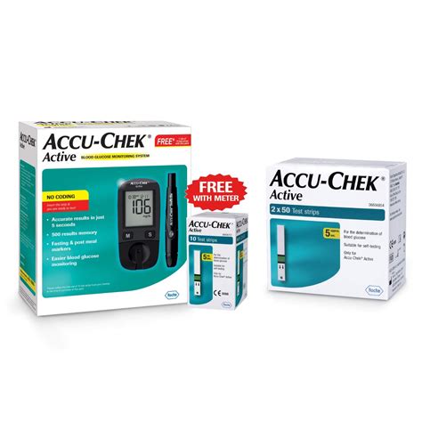 Accu Chek Active Blood Glucose Meter Kit With Active Strips Count