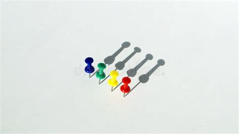 Four Colorful Push Pins With Shadow Stock Image Image Of Note