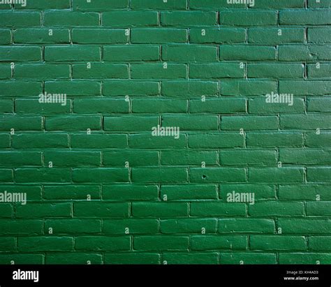 Part Of Dark Green Painted Brick Wall Stock Photo Alamy