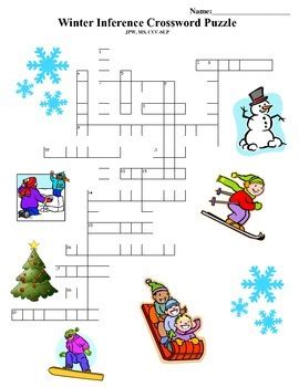 And now a new crossword puzzle with a hidden message (key include) to learn or revise wordds relate to winter, winter hat , wood logs , cold snow, snowman , mountains. Winter Inference Crossword Puzzle by The Speech Lady | TpT