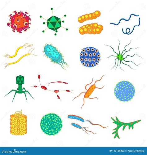 Bactéries Et Germes Ensemble Coloré Micro Organismes Maladie Causant