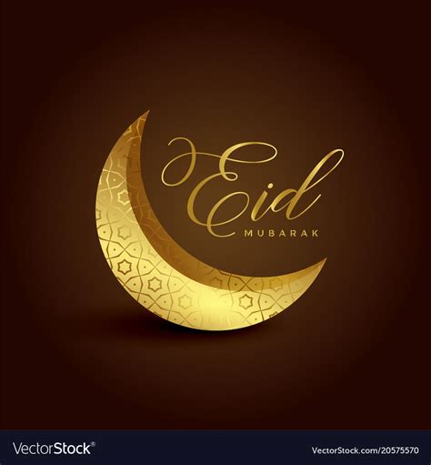 Beautiful 3d Golden Crescent Moon For Eid Festival