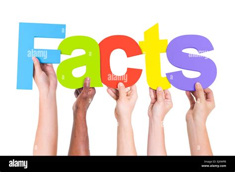 Multiethnic Hands Holding Text Facts Stock Photo Alamy