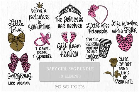 Baby Girl Svg Bundle Newborn Bib Designs Funny Quotes