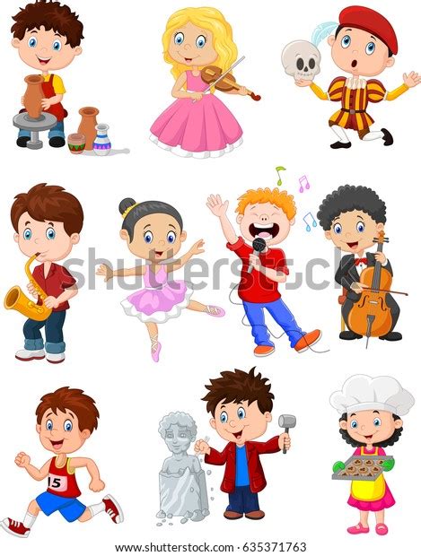 Cartoon Kids Different Hobbies Stock Vector Royalty Free 635371763