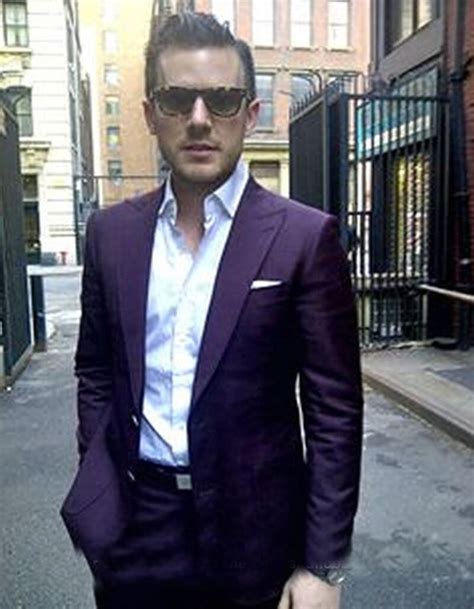 2017 Dark Purple Casual Business Men Suits Slim Fit 2 Pieces Formal