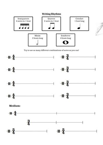Writing Rhythms Worksheet Teaching Resources