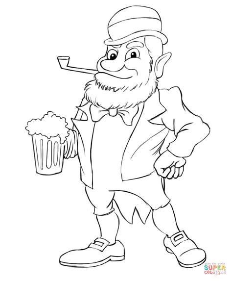Beer coloring pages are a fun way for kids of all ages to develop creativity, focus, motor skills and color recognition. Leprechaun with beer coloring page | Free Printable ...