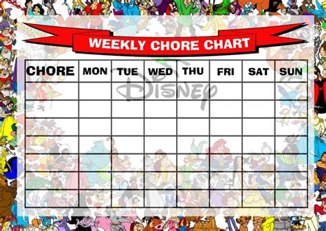 Weekly Chore Rota Task Reward Chart Disney The Card Zoo