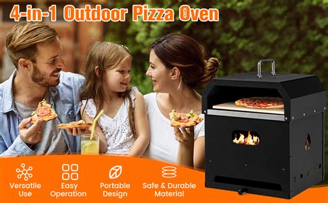 Giantex 4 In 1 Outdoor Pizza Oven Wood Fired 2 Layer Pizza