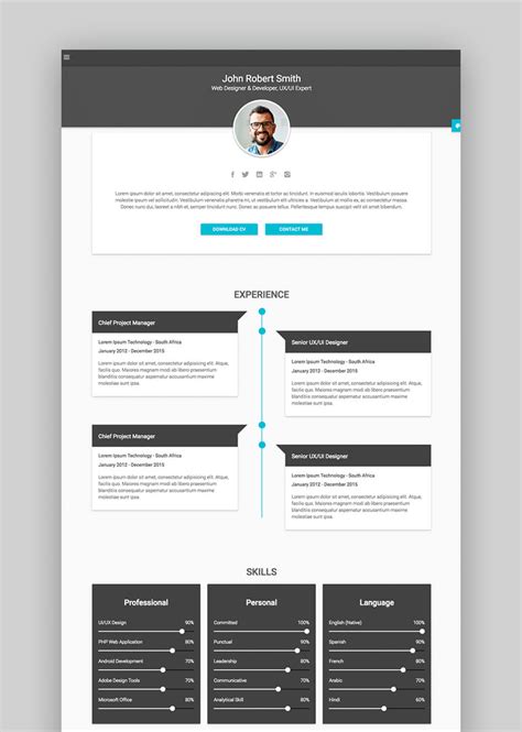 Completely free to download and utilise for personal use. 23 Best HTML Resume Templates to Make Personal Profile CV ...