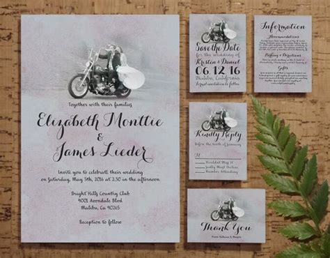 Motorcycle Wedding Invitation Setsuite Printedprintable Wedding