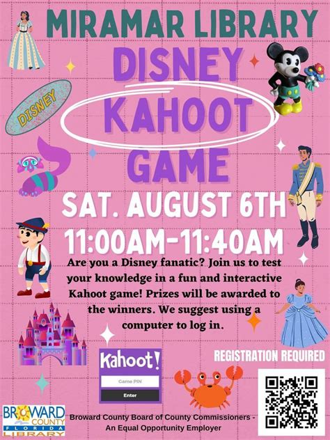 Disney Kahoot Game Miramar Library August 6 2022