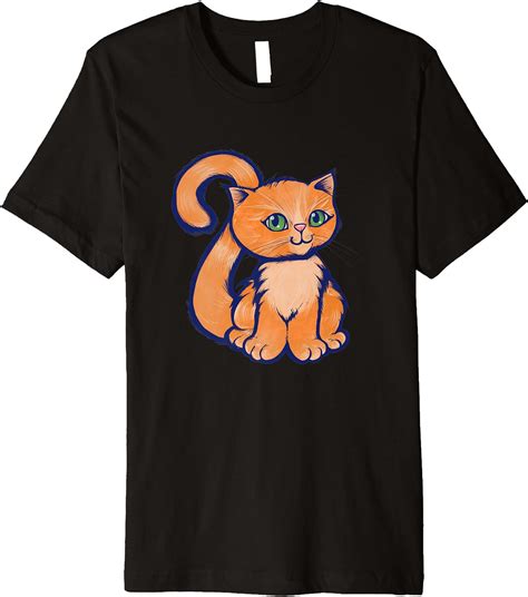 Orange Cat Lovers Design Premium T Shirt Clothing Shoes