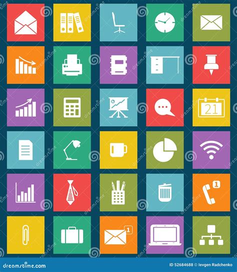 Business And Office Flat Icons For Web And Mobile Stock Vector