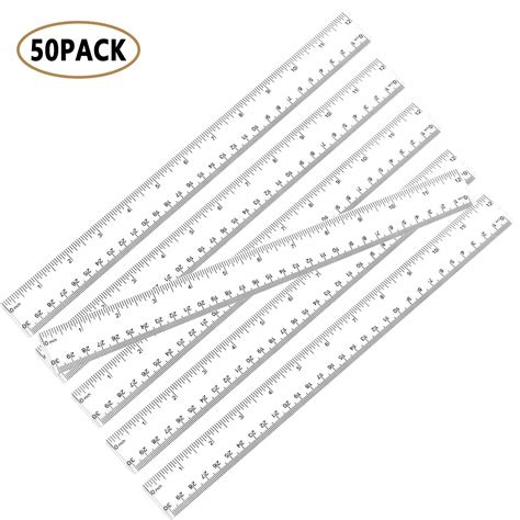 Buy 50 Pack Clear Plastic Ruler 12 Inch Standard Metric Straight Rulers