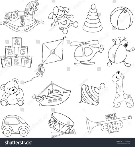 Babys Toys Coloring Book Vector Illustration Stock Vector