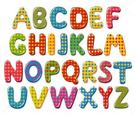 Colorful Alphabet Letters With Polka Dot Pattern Stock Vector Image By