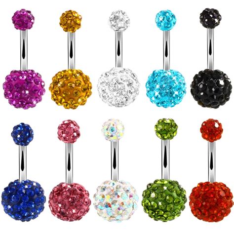 1pcs Crystal Rhinestone Woman Navel Belly Button Ring Pircing Surgical Steel Real Belly Piercing