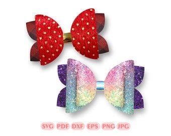 Stacked Cheer Style Faux Leather Bow Template SVG DXF And Etsy Bow