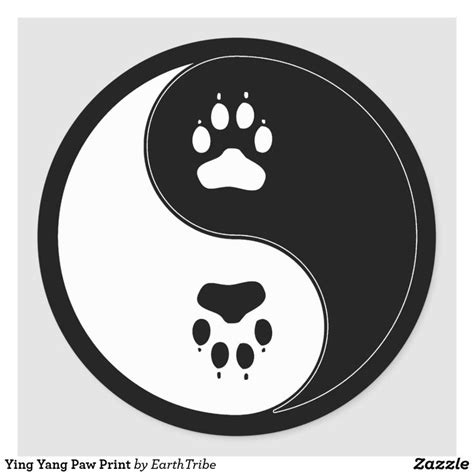 Ying Yang Paw Print Classic Round Sticker Zazzle Cat Tattoo Ying