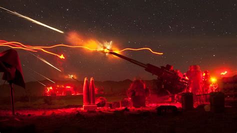 Check Out This Awesome Image Of The Us Marines Firing Artillery At Night