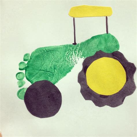 Cute Footprint Green Tractor Craft For Kids On The Farm Tractor