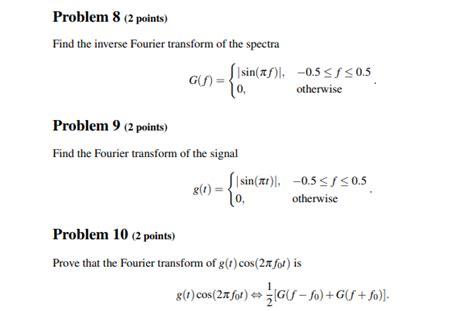 Solved Problem 8 2 Points Find The Inverse Fourier Transform Of The