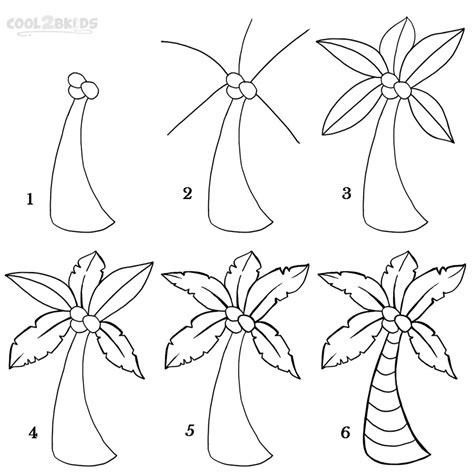 How To Draw A Palm Tree Step By Step Pictures Cool2bkids