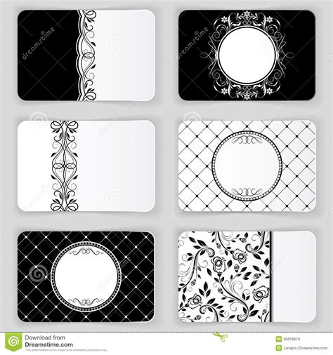Gold vintage floral black white stripes business card. Vintage Business Cards Royalty Free Stock Images - Image ...