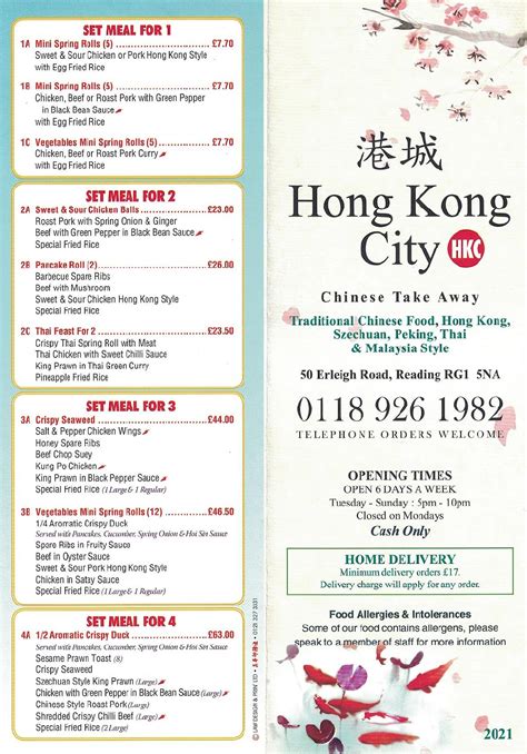 Menu At Hong Kong City Fast Food Reading 50 Erleigh Rd