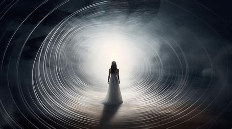 Premium Photo A Woman In A White Dress Walking Through A Tunnel