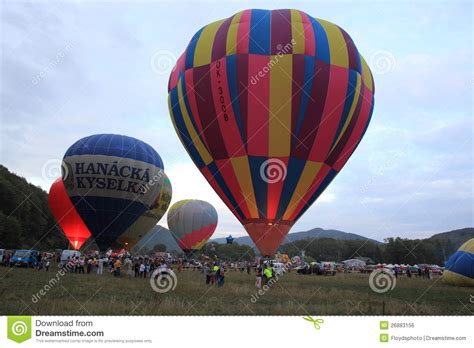 Hot Air Balloons In The Evening Editorial Photo Image Of Heating