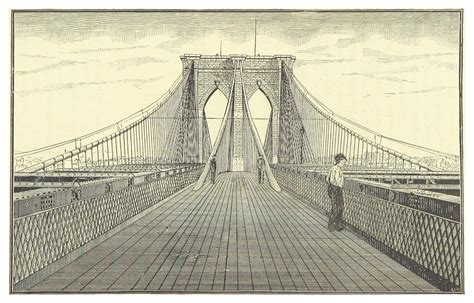 Vintage Brooklyn Bridge Illustration 1883 Drawing By