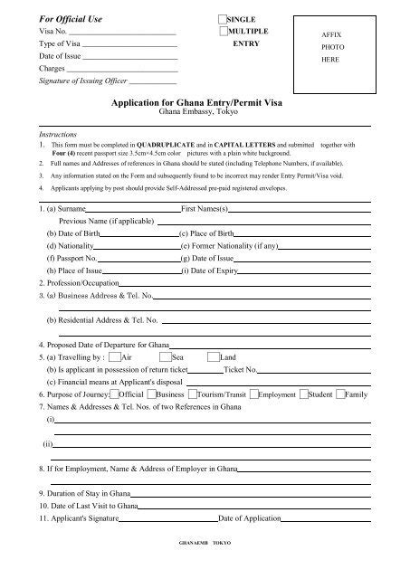 The Visa Application Forms In Pdf Ghana