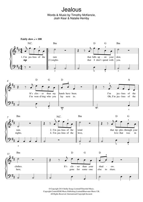 Jealous Sheet Music By Labrinth Beginner Piano 120611