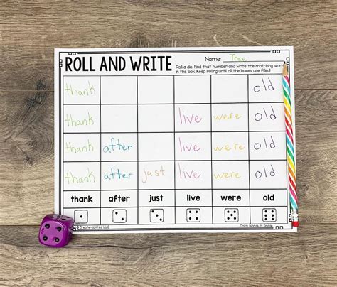 Roll And Write Sight Word Practice Editable Word Practice Sight Word